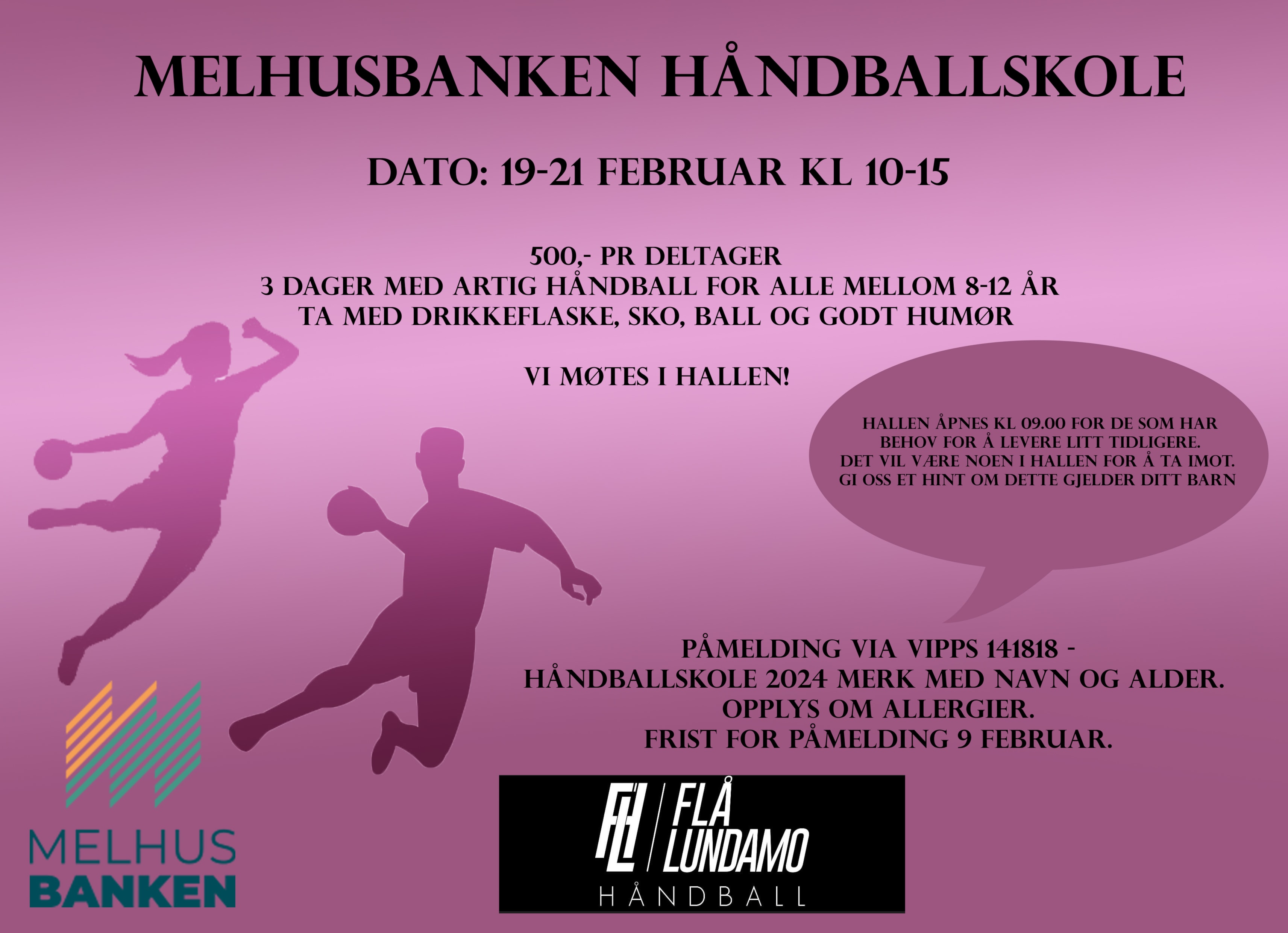 Melhusbanken håndballskole i vinterferien.